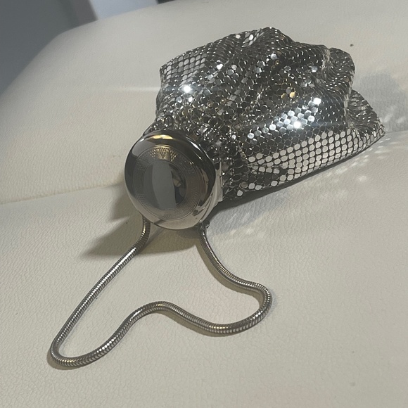 Whiting & Davis Vintage Silver Mesh Evening Bag–Drawstring Accordion Pouch - Picture 2 of 8